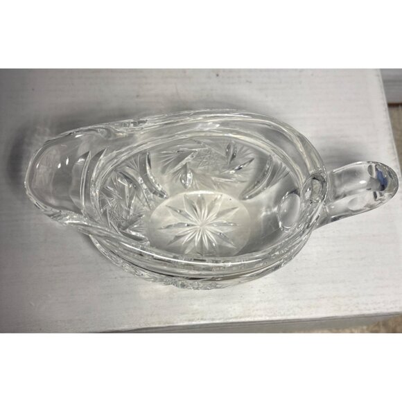 Bohemian Crystal Creamer & Lidded Sugar Dish Pinwheel Starburst Stunning Vintage - Picture 3 of 16